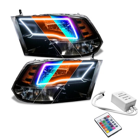 Oracle Lighting 0918 RAM 1500 SPORT PREASSEMBLED COLORSHIFT WSIMPLE CONTROLLER WSWITCHBACK HALO HEADLIGHTS 8906-504